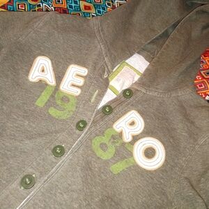 Vintage Y2K Women's Shirt Hoodie Hoody Distressed S Army Green Logo